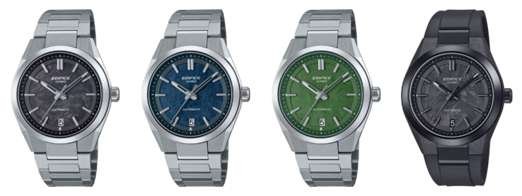 Von links nach rechts: Casio EFK-100CD-1A, EFK-100D-2A, EFK-100D-3A und EFK-100XPB-1A. (Bildquelle: Casio, bearbeitet)