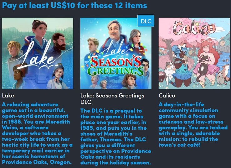 Die dritte Stufe enthält insgesamt 10 Spiele und 2 DLCs. (Bildquelle: Humble Bundle)