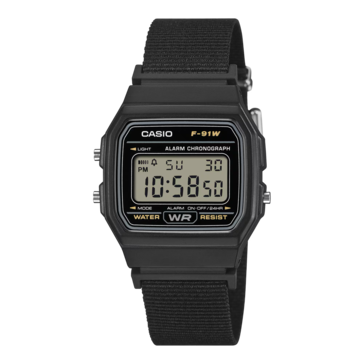 Casio F-91WF-1A mit schwarzem Stoffarmband