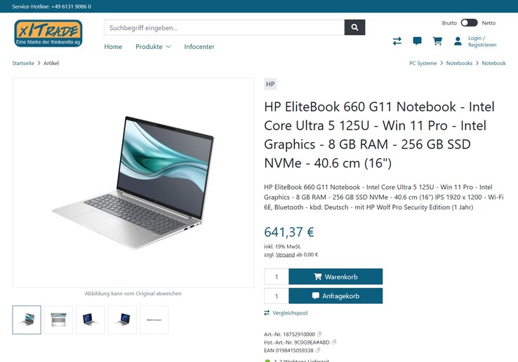 HP EliteBook 660 G11 (9C0G9EA) für 641,37 Euro.