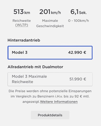 Tesla Model 3 Preise vor der Preissenkung