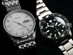 Eine Citizen- und eine Seiko-Uhr
