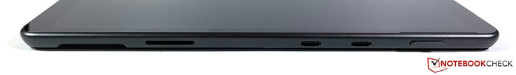 Rechts: Surface Connector, 2x USB-C mit Thunderbolt 4, Power-Button