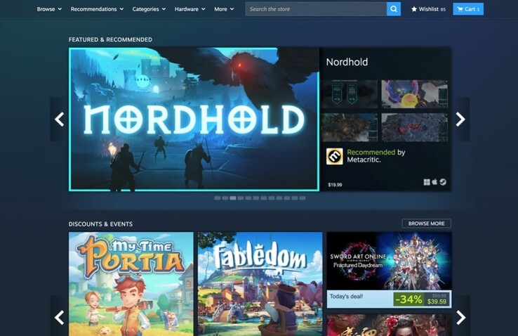 Der Steam Store mit neuer, zentraler Menüleiste. (Bildquelle: Steam)
