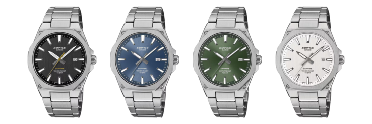 Von links nach rechts: die Casio Edifice EFR-SE108D-1A, EFR-SE108D-2A, EFR-SE108D-3A und EFR-SE108D-7A
