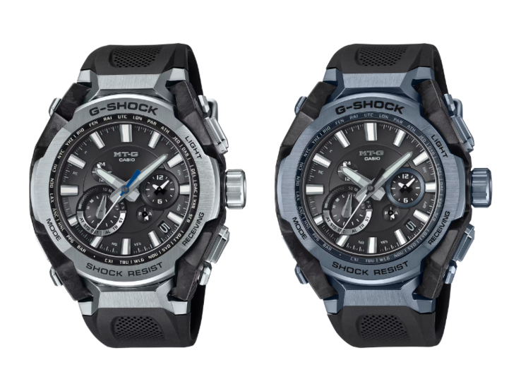 Die Casio G-Shock MTG-B4000-1A (links) und MTG-B4000B-1A2 (rechts) Uhren. (Bildquelle: Casio)
