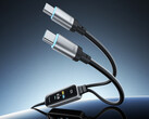 Das 2-in-1-Schnellladekabel liefert eine Leistung von bis zu 140 W. Abgebildet ist ein Produktbild mit den beiden USB-C-Ausgängen.