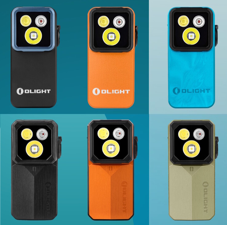 Der Olight Oclip 2 Pro (oben) ist in Schwarz, Orange oder Tidal Blue erhältlich, während der Oclip 2 Ultra (unten) in Onyx-Schwarz, Bernstein-Orange oder Olivgrün erhältlich ist.