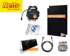 Netto-Balkonkraftwerk inklusive Balkongeländer-Halterungen (Bild: Netto, bearbeitet)