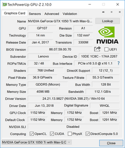 GPU-Z Nvidia GeForce GTX 1050 Ti Max-Q