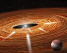 Eine Illustration, die einen Planeten und einen Stern zeigt.