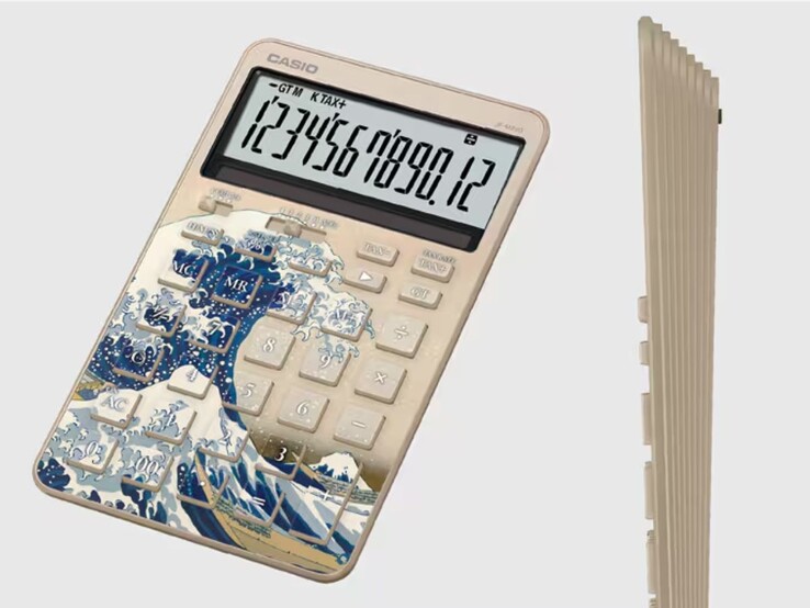 Der von Hokusai inspirierte Taschenrechner JF-M200-TJ-KHK von Casio. (Bildquelle: Casio)