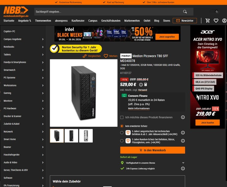 Medion Picoworx T80 II MD340078 für 529 Euro.