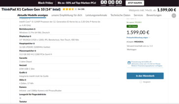 ThinkPad X1 Carbon Gen 10 für 1.599 Euro