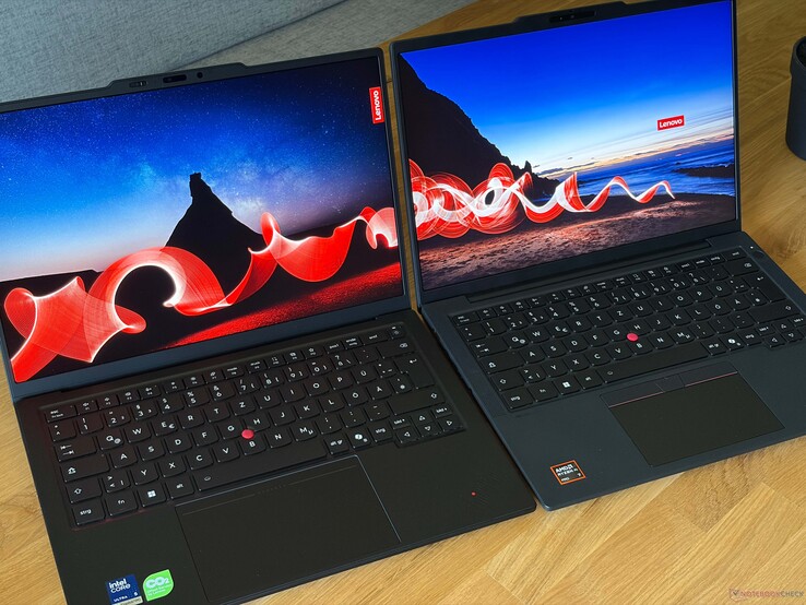 X1 Carbon Gen 14 (links) vs. T14s Gen 7 (rechts)