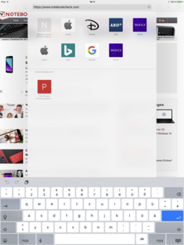 Tastatur-Layout des Apple iPad Pro 12.9: Hochformat