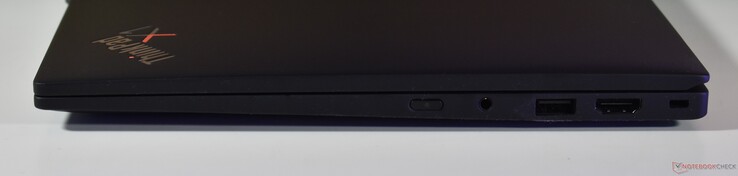 rechts: 3.5mm Audio, 3.5mm Audio, USB-A 3.2 Gen 1, HDMI, Kensington Lock