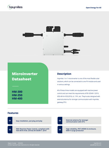 Technische Daten Mikro-Wechselrichter