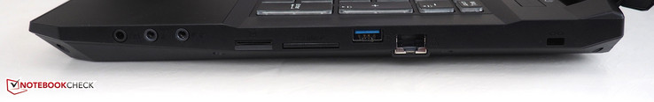 rechte Seite: 3x Audio, SIM-Kartenslot, Kartenleser, USB 3.0, RJ45-LAN, Kensington Lock