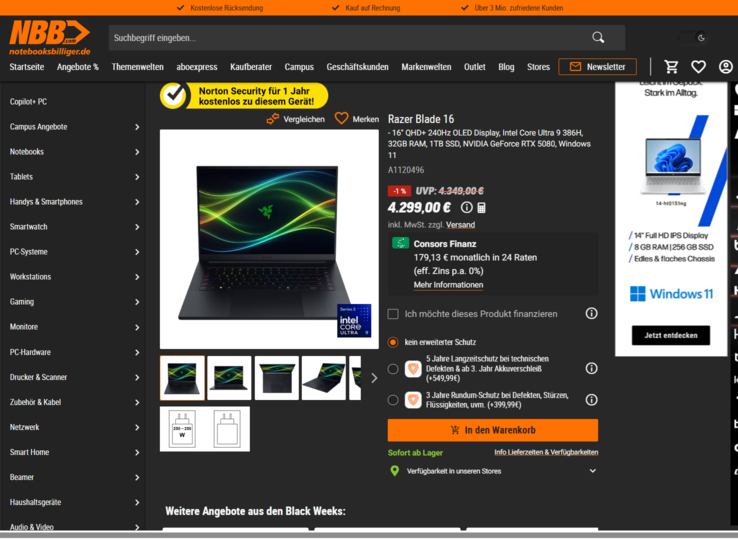 Razer Blade 16 RZ09-0581 für 4.299 Euro.