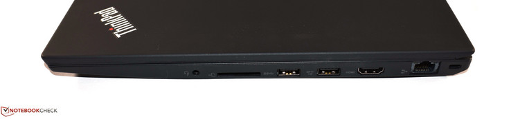 rechts: Kombo-Audio, SD-Kartenleser, 2x USB 3.0 Typ A, HDMI, RJ45-Ethernet, Kensington-Lock