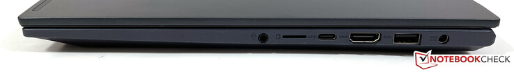 Rechts: 3,5-mm-Audio, microSD-Leser, USB-C (3.2 Gen.1), HDMI 1.4b, USB-A (3.2 Gen.1), Netzteil