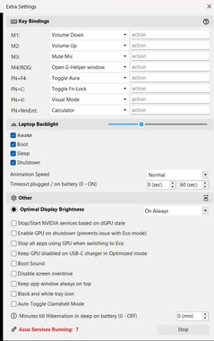 Oben - Sondertasten manuell festlegen; unten - 7 Asus-Prozesse aktiv