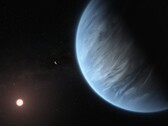 Illustrative Darstellung eines Exoplaneten und eines Sterns
