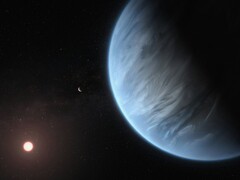 Illustrative Darstellung eines Exoplaneten und eines Sterns