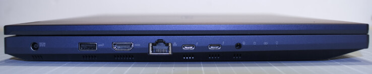Spannungsversorgung Hohlbuchse; USB-Typ-A 3.1 Gen 2; LAN (RJ45);2x USB-Type-C mit Thunderbolt 4 und PowerDelivery; 3,5 mm Kombi-Audio