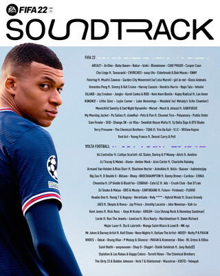 FIFA 22: Umfangreicher Soundtrack mit 122 Songs aus 27 Nationen.