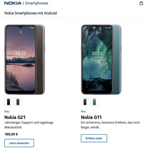 Nur noch zwei Nokia Smartphone-Modelle im deutschen Nokia-Shop. HMD nimmt alle Handys mit EVS aus dem Shop.