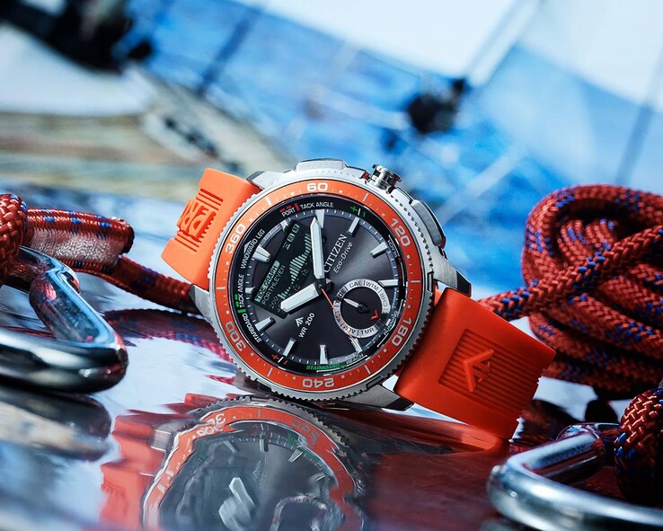 Die orangefarbene JV3000-13E kombiniert Citizens Yacht-Timer-Tradition mit einem auffälligen, regattatauglichen Kautschukarmband