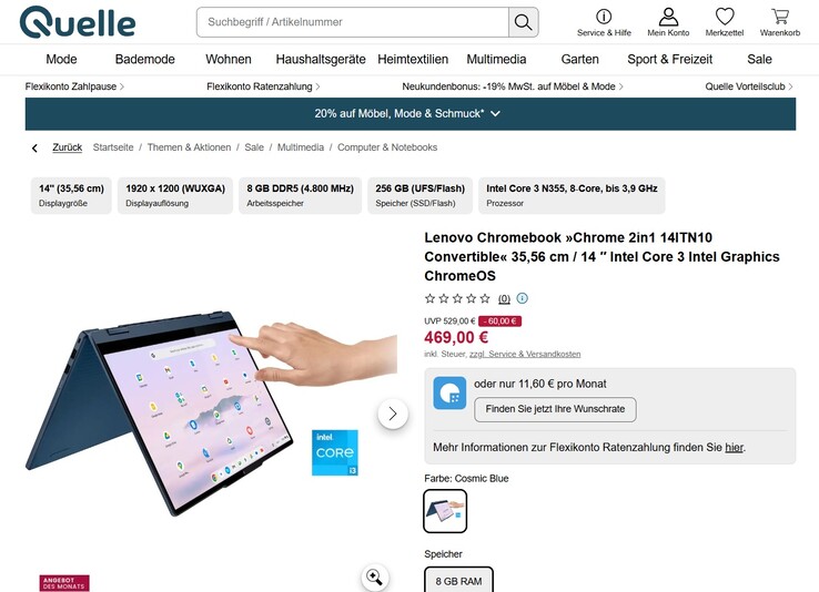 Lenovo Chrome 2in1 14ITN10 für 469 Euro.