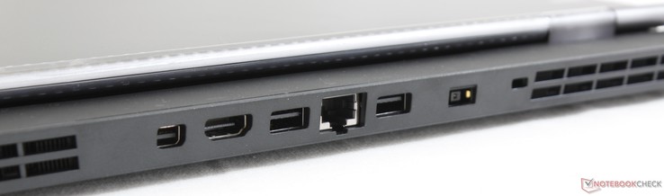 Rückseite: 2 x USB 3.1 Gen. 2, RJ-45, mini-DisplayPort 1.4, HDMI 2.0, Kensington Lock, Netzteil