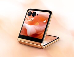Das Motorola Razr 40 Ultra Foldable wird bald in der Farbe Peach Fuzz angeboten. (Bild: Motorola)