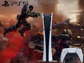 Gears of War: E-Day-Artwork mit PS5-Logo und Konsole