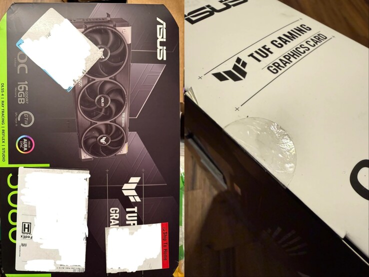 Verpackung für die bei Best Buy bestellte Asus TUF RTX 5080 GPU. (Bildquelle: GnarDead auf Reddit)