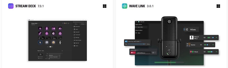 Stream Deck Software und Wave Link im Elgato-Downloadbereich
