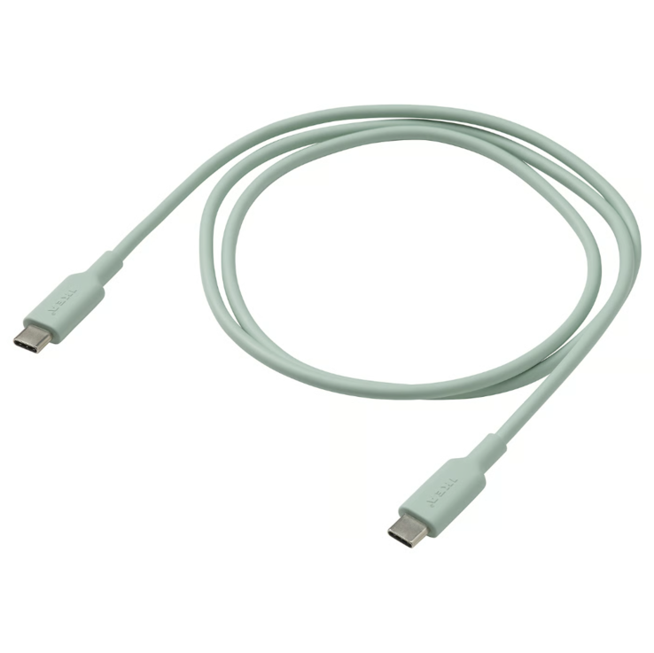 Das Sittbrun USB-C-auf-USB-C-Kabel in hellgrün. (Bildquelle: IKEA)