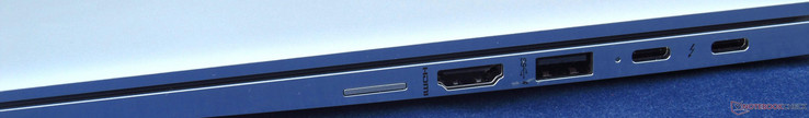 Rechts: SIM-Karte (für andere Konfigurationen), HDMI 1.4, USB 3.0 (Gen.1) Typ-A, 2x USB 3.1 (Gen.2) Typ-C mit Thunderbolt 3