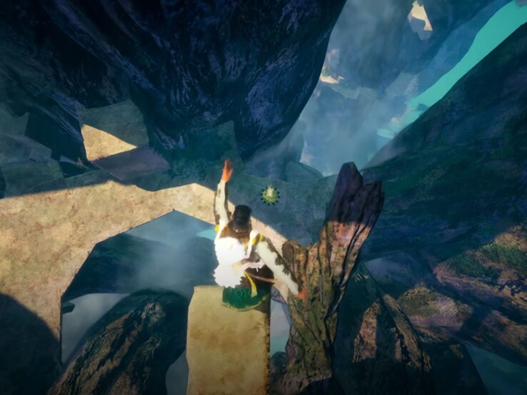 In diesem Screenshot aus dem offiziellen Trailer sieht man unten am Boden eine Knospe, die den Sturz abfedern wird. 