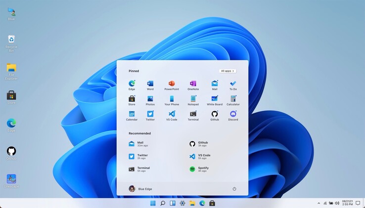 Blueedge ermöglicht es, im Browser ein Gefühl für die neue Benutzeroberfläche von Windows 11 zu bekommen. (Bild: Blueedge)