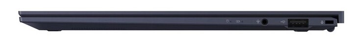 Rechte Seite: kombinierter 3,5-mm-Klinkenanschluss, 1x USB 3.1 Gen2 Typ-A, Port für Kabelschloss