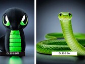 Razer zeigt, wie das Maskottchen Sneki Snek mit DLSS 5 aussehen könnte.