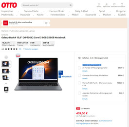 Samsung Galaxy Book4 für 439 Euro.