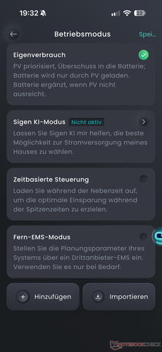 Verschiedene Betriebsmodi stehen zur Wahl
