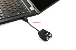 Eine Kabelverbindung zum Internet ist möglich mit dem "ThinkPad Ethernet Extension Adapter"