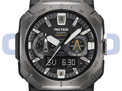 Die Casio Pro Trek PRW-B1000-1 (Abbildung) besitzt eine dunkelgraue Edelstahl-Lünette und ein schwarzes Zifferblatt mit silberfarbenen Akzenten. (Bildquelle: Casio – bearbeitet)