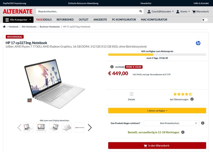 HP 17-cp3273ng im Angebot für 449 Euro.